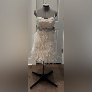 Elegant White Feather Dress